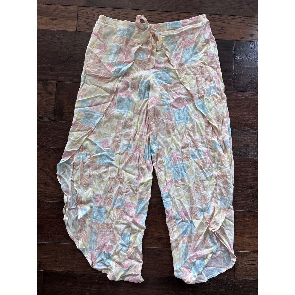 Adore Me Shell Tulip Lounge Pants Pastel Rayon Beach Cover Up Womens Medium